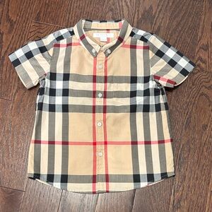Burberry Children Checkered Button-Down Shirt - Beige, Black, and Red 3Y
